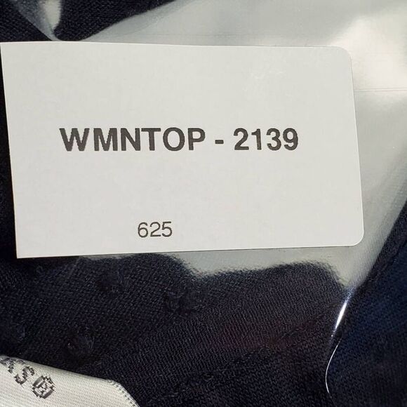 Christopher & Banks Navy Blue Dot Texture Knit Top Size L Short Sleeve Pullover - Picture 6 of 6